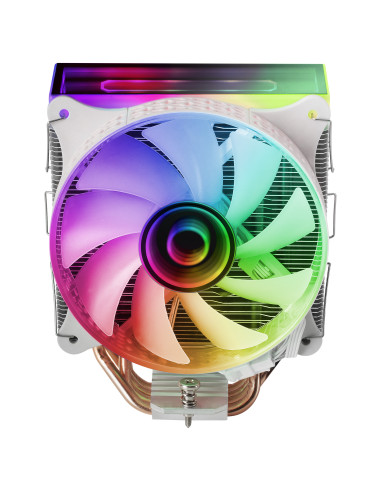 Mars Gaming MCPU-VR, Disipador CPU, Doble Espejo Infinito ARGB, 4 Heatpipes HCT, TDP 180 W, Ventilador Ultra-silencioso PWM 12