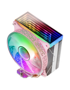 Mars Gaming MCPU-VR Rosa, Disipador CPU, Doble Espejo Infinito ARGB, 4 Heatpipes HCT, TDP 180W, Ventilador Ultra-silencioso PWM 2