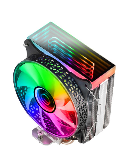 Mars Gaming MCPU-VR Negro, Disipador CPU, Doble Espejo Infinito ARGB, 4 Heatpipes HCT, TDP 180W, Ventilador Ultra-silencioso