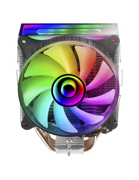 Mars Gaming MCPU-VR Negro, Disipador CPU, Doble Espejo Infinito ARGB, 4 Heatpipes HCT, TDP 180W, Ventilador Ultra-silencioso