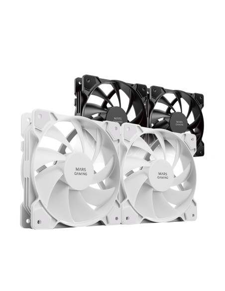 Mars Gaming MF-PROX2 Blanco, Kit 2 Ventiladores 120mm, Sistema Anti-vibraciones, Ultra-silenciosos, Doble Conexión 3PIN + 4PIN