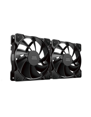 Mars Gaming MF-PROX2 Negro, Kit 2 Ventiladores 120mm, Sistema Anti-vibraciones, Ultra-silenciosos, Doble Conexión 3PIN + 4PIN