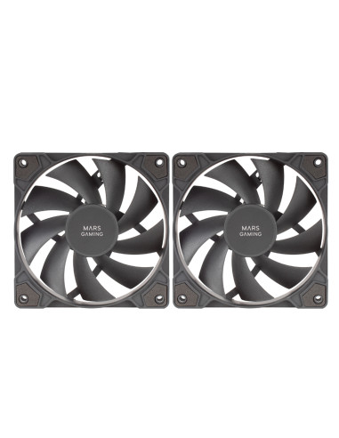 Mars Gaming MF-PROX2 Negro, Kit 2 Ventiladores 120mm, Sistema Anti-vibraciones, Ultra-silenciosos, Doble Conexión 3PIN + 4PIN