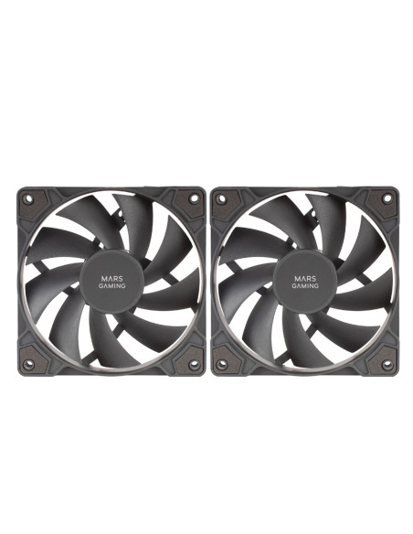 Mars Gaming MF-PROX2 Negro, Kit 2 Ventiladores 120mm, Sistema Anti-vibraciones, Ultra-silenciosos, Doble Conexión 3PIN + 4PIN