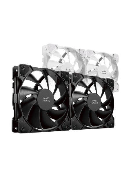 Mars Gaming MF-PROX2 Negro, Kit 2 Ventiladores 120mm, Sistema Anti-vibraciones, Ultra-silenciosos, Doble Conexión 3PIN + 4PIN