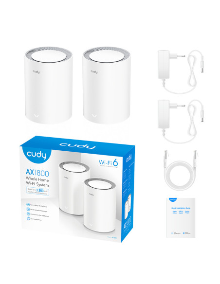 Cudy AX1800 Doble banda (2,4 GHz   5 GHz) Wi-Fi 6 (802.11ax) Blanco 1 Interno