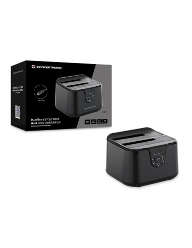 Conceptronic DONN12B base de conexión para disco duro USB 3.2 Gen 1 (3.1 Gen 1) Type-B Negro