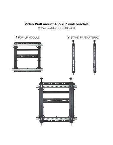 TooQ Soporte Video Wall de Pared para Pantalla 45"-70", Negro