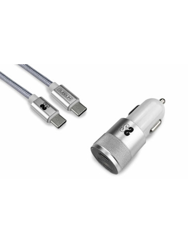 SUBBLIM SUBCHG-5CPD10 cargador de dispositivo móvil Smartphone Plata Encendedor de cigarrillos, USB Carga rápida Auto