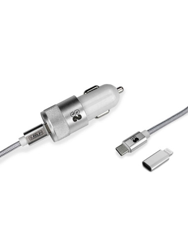 SUBBLIM SUBCHG-5CPD10 cargador de dispositivo móvil Smartphone Plata Encendedor de cigarrillos, USB Carga rápida Auto