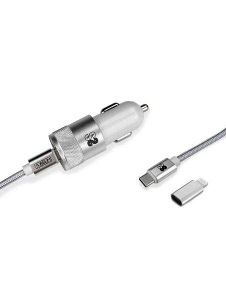 SUBBLIM SUBCHG-5CPD10 cargador de dispositivo móvil Smartphone Plata Encendedor de cigarrillos, USB Carga rápida Auto