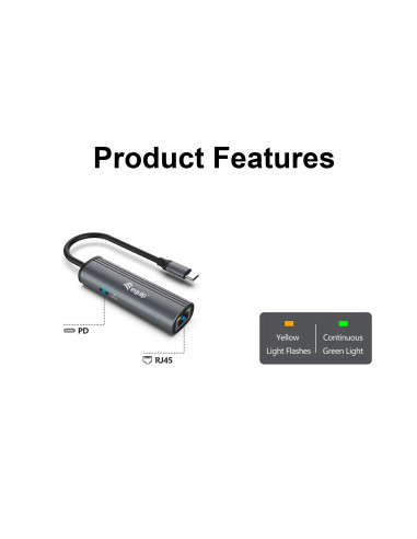 Equip Adaptador USB-C a red Gigabit RJ45 + 100W USB PD