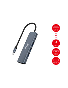 Equip Adaptador multifunción USB-C 5 en 1, HDMI, USB 3.2 GEN1, 100W USB PD 2