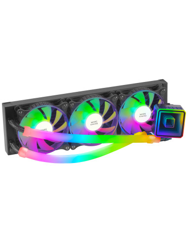 Mars Gaming ML-ULTRA360 Negro, Refrigeración Líquida CPU, TDP 650W, Espejo Infinito, 3 Ventiladores Silenciosos FDB ARGB, Tubos