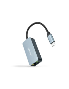 Nanocable Conversor USB-C 3.2 GEN1 a Ethernet 2.5G, Aluminio, Gris, 15 cm