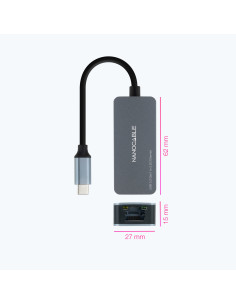 Nanocable Conversor USB-C 3.2 GEN1 a Ethernet 2.5G, Aluminio, Gris, 15 cm 2