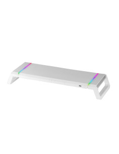 Mars Gaming MGS-ONE Blanco, Soporte Monitor RGB Chroma, Tamaño Ajustable, Soporte Smartphone y Tablet, USB 2.0 Frontal