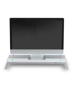 Mars Gaming MGS-ONE Blanco, Soporte Monitor RGB Chroma, Tamaño Ajustable, Soporte Smartphone y Tablet, USB 2.0 Frontal 2