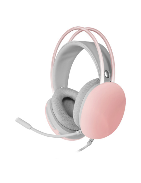 Mars Gaming MH-GLOW Rosa, Auriculares 360° Full Chroma RGB Flow, Micrófono Cancelación de Ruido, Diseño Ultra-ligero,