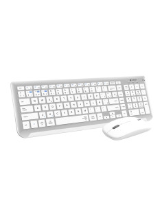 SUBBLIM Teclado con Ratón Bluetooth + 2.4G Combo Dual Prestige Extendido Plata Blanco
