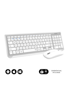 SUBBLIM Teclado con Ratón Bluetooth + 2.4G Combo Dual Prestige Extendido Plata Blanco 2