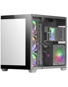 Mars Gaming MCV4 Negra, Torre Gaming Custom XXL E-ATX, Ventana Cristal Templado Lateral y Frontal Sin Marco, Estructura Modular 2