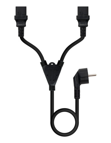 Nanocable Cable de Alimentación CEE7 M a 2xC13 H, Negro, 1.8 m