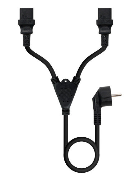 Nanocable Cable de Alimentación CEE7 M a 2xC13 H, Negro, 1.8 m