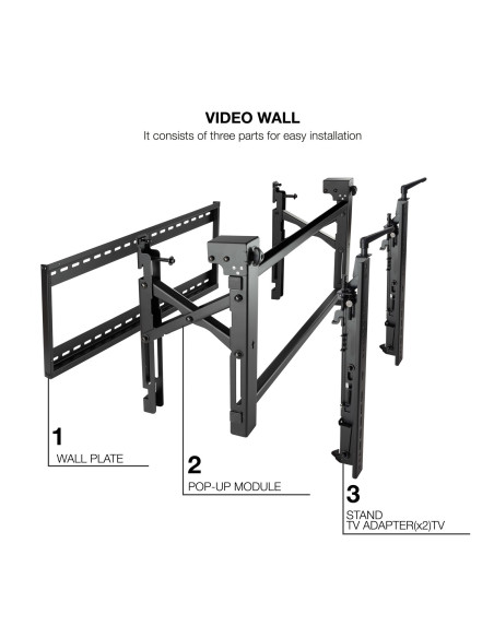 TooQ Soporte Video Wall de Pared para Pantalla 45”- 70”, Negro