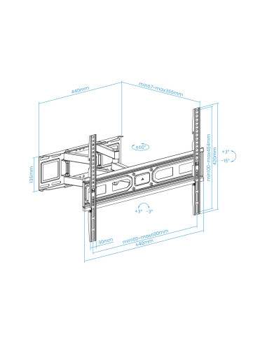 TooQ Soporte de pared para pantallas 37”- 80”