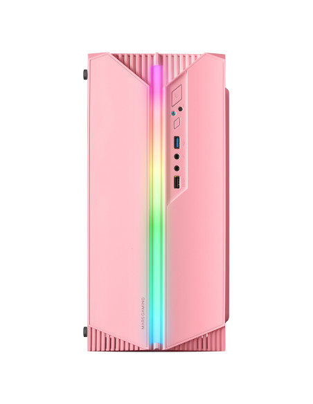 Mars Gaming MC-S1, Caja PC Compacta Gaming Micro-ATX, Iluminación ARGB 12 Modos, Ventilador FRGB, Ventana Lateral Completa RGB,