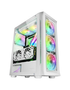 Mars Gaming MC-NEO, Torre Gaming XXL E-ATX, Ventana Lateral y Frontal Cristal Templado, 4X Ventiladores ARGB 120mm + Ventilador 2