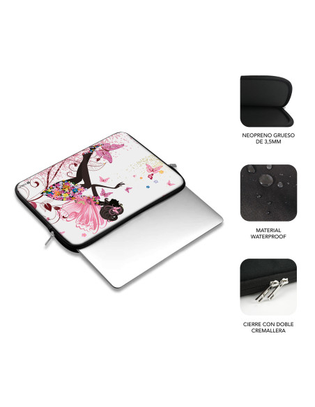 SUBBLIM Funda Ordenador Neopreno Trendy Sleeve Neo Hada 13,3-14"