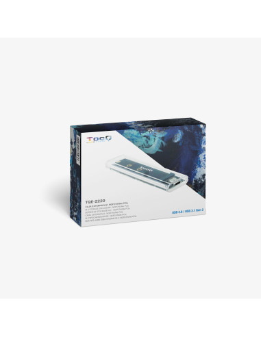 TooQ Caja Externa para SSD M.2 NGFF NVMe, Transparente, RGB