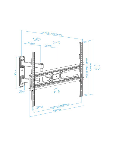 TooQ Soporte de pared para pantallas 37”- 70”