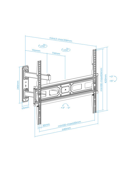 TooQ Soporte de pared para pantallas 37”- 70”