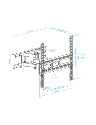 TooQ Soporte de pared para pantallas 32”- 70”
