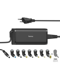 Hama | Cargador universal portátil con 8 adaptadores de 15-19V 90W, Color negro