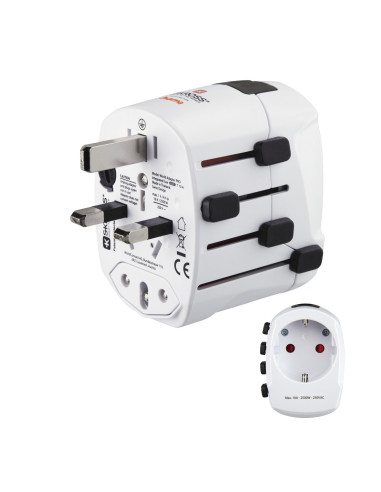 Hama World Travel Pro adaptador de enchufe eléctrico Universal Blanco