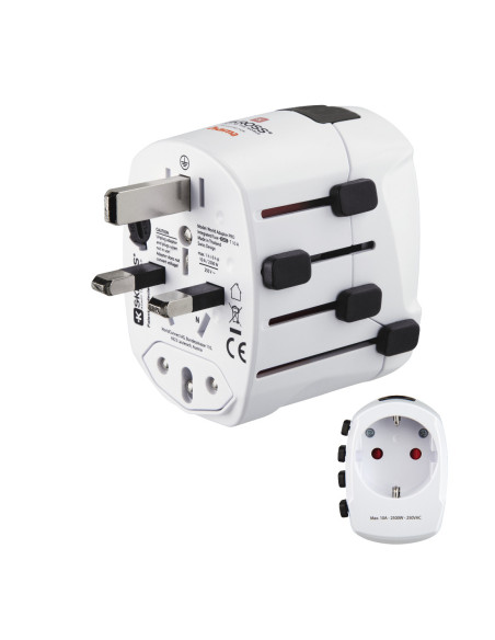 Hama World Travel Pro adaptador de enchufe eléctrico Universal Blanco