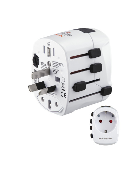 Hama World Travel Pro adaptador de enchufe eléctrico Universal Blanco