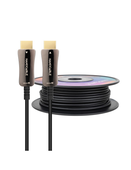 Nanocable Cable HDMI V2.1 AOC 8K@60Hz 4K@120Hz 48Gbps A M-A M, Negro, 80 m