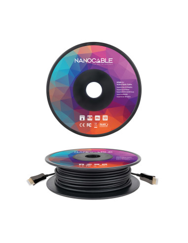 Nanocable Cable HDMI V2.1 AOC 8K@60Hz 4K@120Hz 48Gbps A M-A M, Negro, 60 m