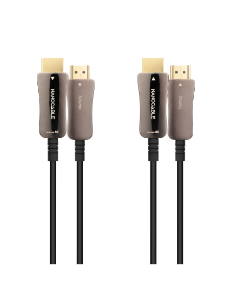 Nanocable Cable HDMI V2.1 AOC 8K@60Hz 4K@120Hz 48Gbps A M-A M, Negro, 15 m