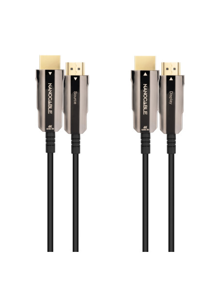Nanocable Cable HDMI V2.0 AOC 4K@60Hz 18Gbps A M-A M, Negro, 50 m