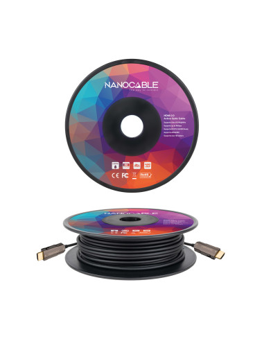 Nanocable Cable HDMI V2.0 AOC 4K@60Hz 18Gbps A M-A M, Negro, 40 m