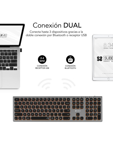 SUBBLIM Teclado Bluetooth 2.4G Master iluminado Ext G N