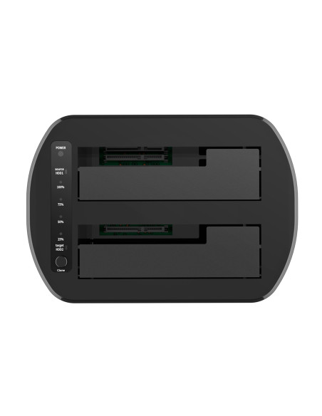 AISENS Estacion de Docking de Doble Bahia ASDS-D03B SATA 2.5 3.5 a USB 3.0 3.1 Gen1, Clone, Negra