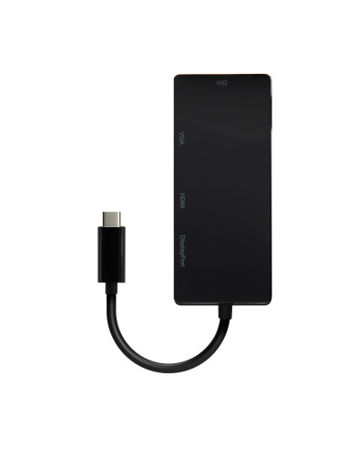 AISENS Conversor USB-C A DP DVI HDMI VGA, USB-C M-DP H-DVI H-HDMI H-Vga H, Negro, 15cm