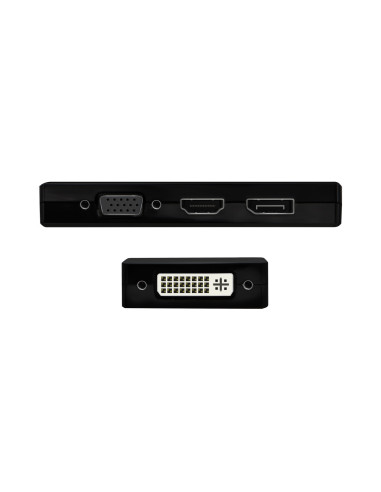 AISENS Conversor USB-C A DP DVI HDMI VGA, USB-C M-DP H-DVI H-HDMI H-Vga H, Negro, 15cm